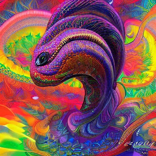 Image similar to psychedelic portrait of the rainbow serpent, digital painting, amazing detail, art station, cgsociety