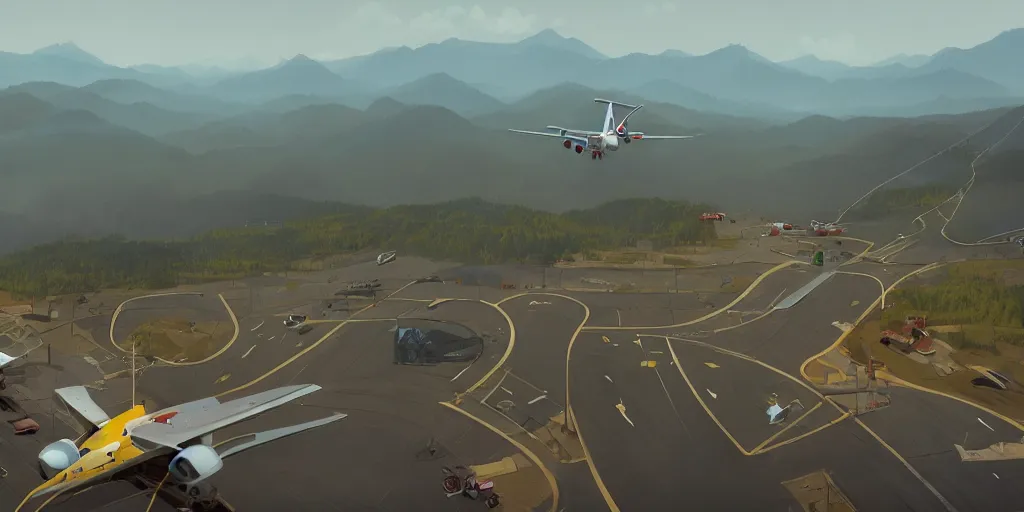 Image similar to Microsoft flight simulator by Goro Fujita and Simon Stalenhag , 8k, trending on artstation, hyper detailed, cinematic