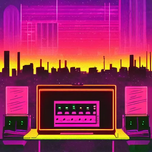 Prompt: abandoned, synthwave