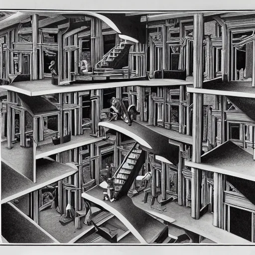 Prompt: 🪞 🪞 🪞 , recuresively, MC Escher