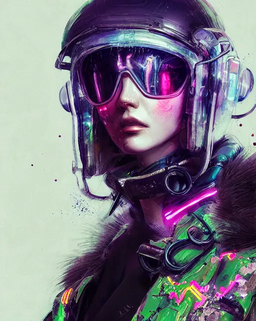 Image similar to detailed portrait Neon Operator Girl, cyberpunk futuristic neon, reflective puffy coat, decorated with traditional Japanese ornaments by Ismail inceoglu dragan bibin hans thoma greg rutkowski Alexandros Pyromallis Nekro Rene Maritte Illustrated, Perfect face, fine details, realistic shaded, fine-face, pretty face