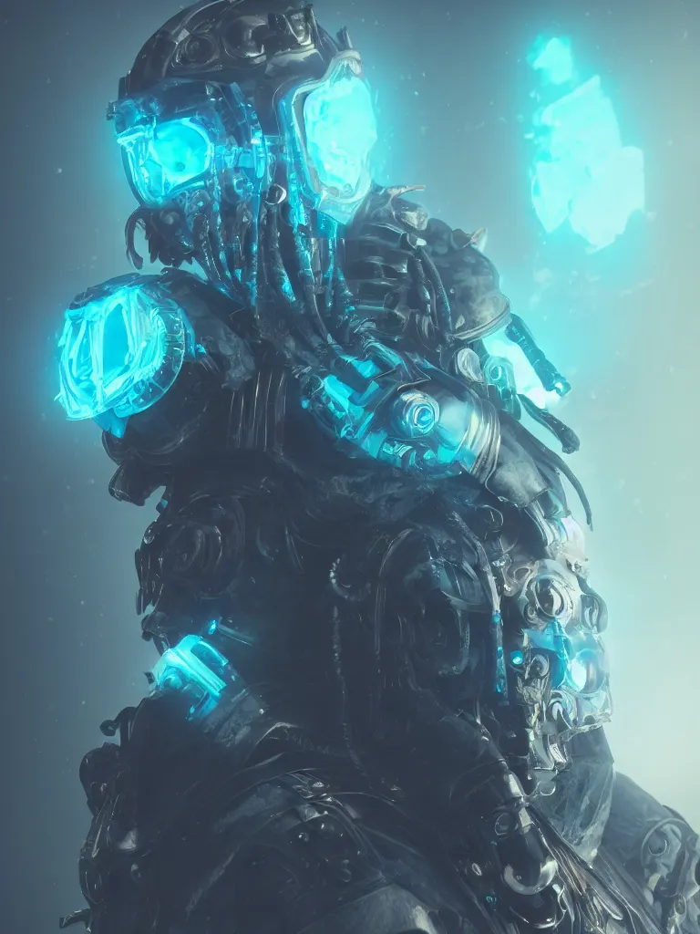 Image similar to cyberpunk lich king by gleb alexandrov and beeple, octane render, trending on artstation