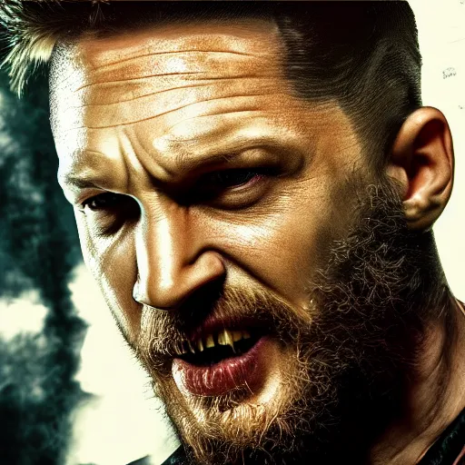 Image similar to Tom Hardy in wolverine suit Digital art 4K quality Photorealism