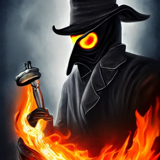 Prompt: a plague doctor with a skull surrounded by fire using black magic, ghost rider, ghost rider movie, studio quality, digital art, detailed anime