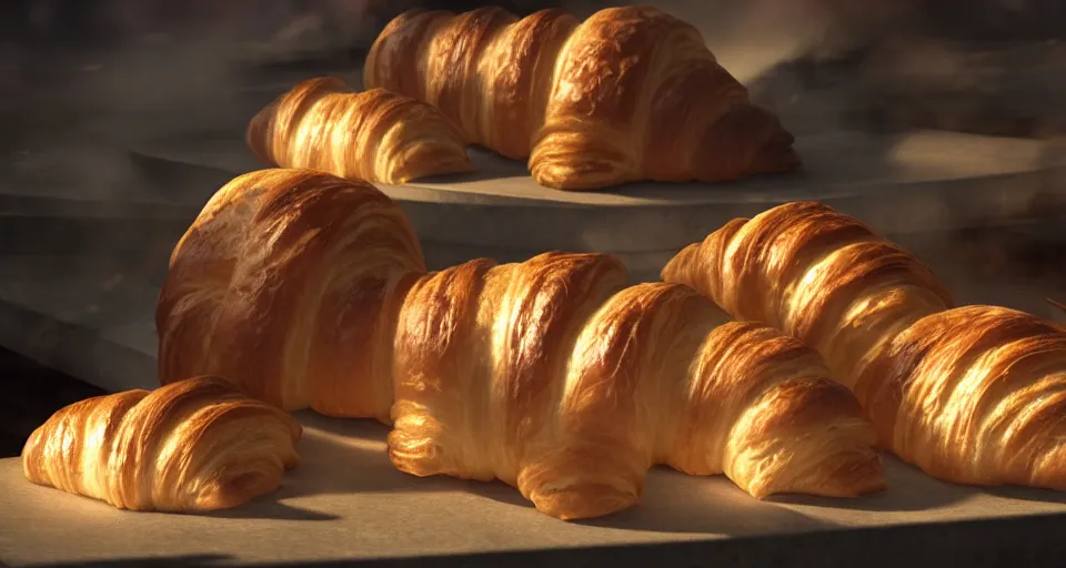 Prompt: croissants leading the french revolution, dramatic lighting, concept art, trending on artstation, 8 k