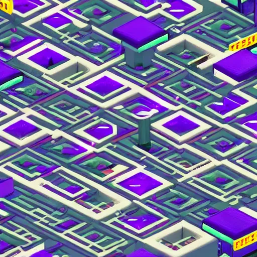 Image similar to an isometric futuristic city in a videogame, ps 1 graphics, polygons, last gen, blocky, retro