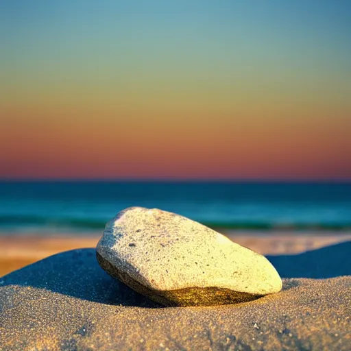 Prompt: a beautiful rock on the beach