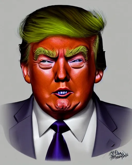 Image similar to donald trump as an oompa loompa, trending on artstation