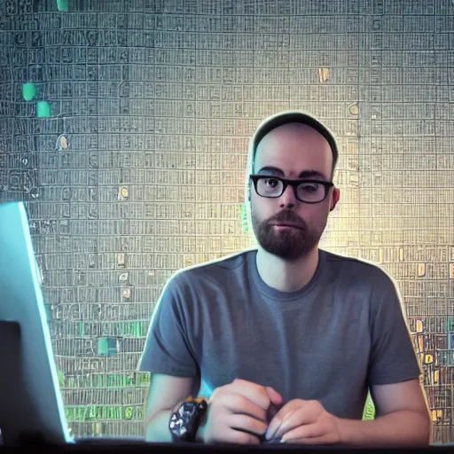 Image similar to photograph of northernlion sitting on a throne of programming, ultra detailed, photorealistic, cinematic lighting