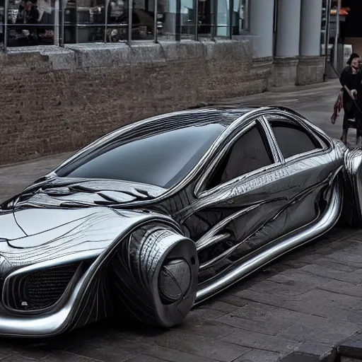 Image similar to A mercedes benz designed by Giger