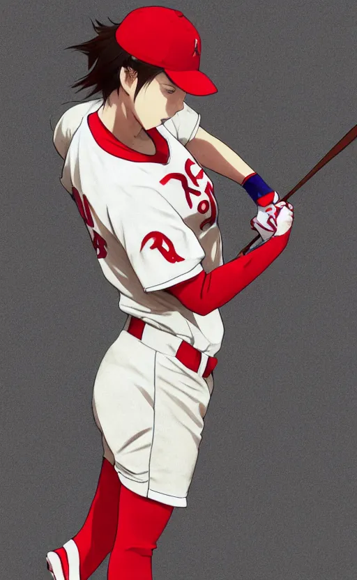 Prompt: anime style, female baseball player, red sport clothing, launching a straight ball, brown short hair, hair down, symmetrical facial features, from arknights, hyper realistic, rule of thirds, extreme detail, 4 k drawing, safebooru, realistic lighting, by alphonse mucha, greg rutkowski, sharp focus, backlit