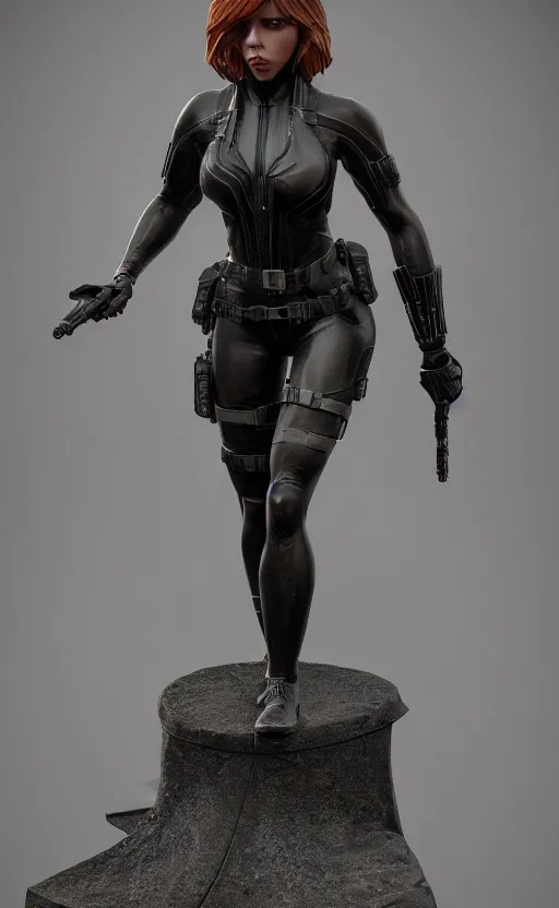 Image similar to black widow, bronze statue, unreal engine, high detailed