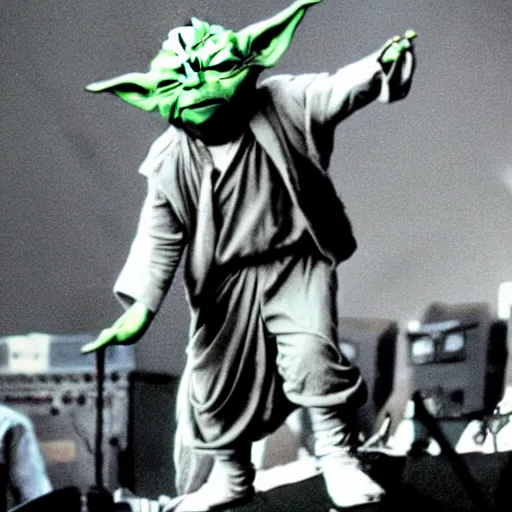 Image similar to yoda performing at woodstock