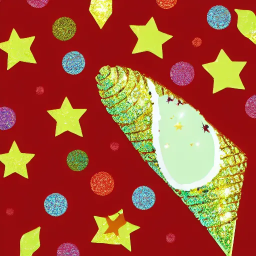 Prompt: glitter, ice cream cone