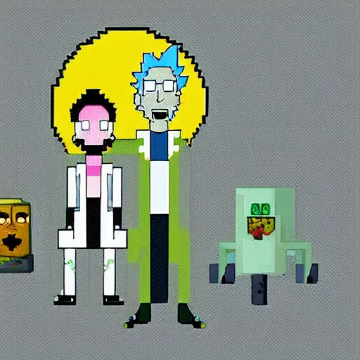 Image similar to Rick and Morty pixel art