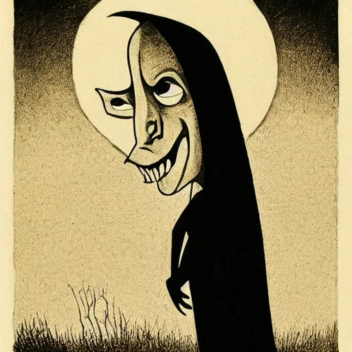 Prompt: nosferatu, illustration by tove jansson