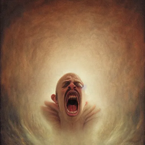 Image similar to a man screaming while being frozen to death, absolute zero, by agostino arrivabene