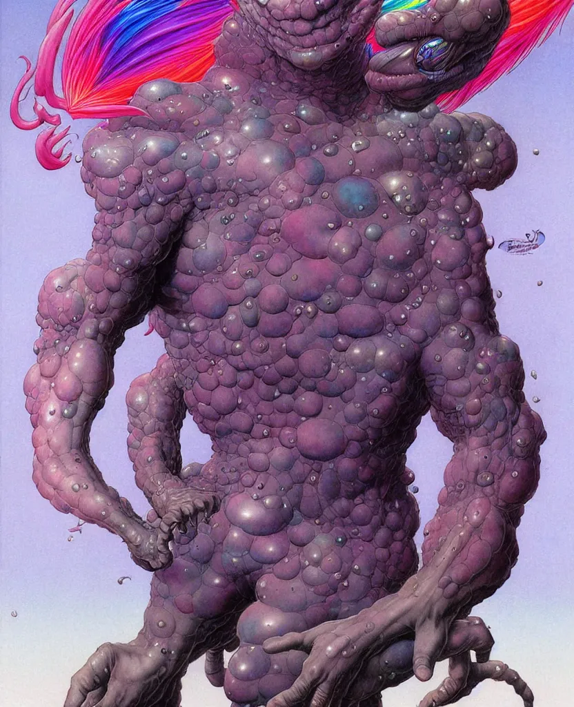 Prompt: dressed, realistic detailed male character, made of rainbow, fish ocean, eyebrows, symmetrical!!!!! art by wayne barlowe by yukito kishiro by frank frazetta, plugsuit, dressed