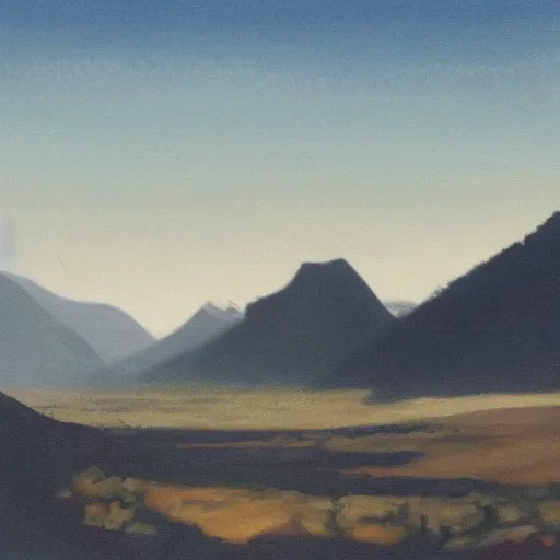 Prompt: painting of an obsidian landscape with mountains
