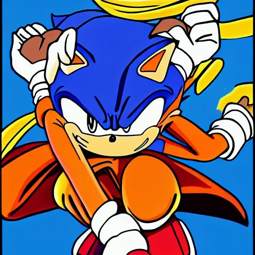 Image similar to sonic eating Goku,