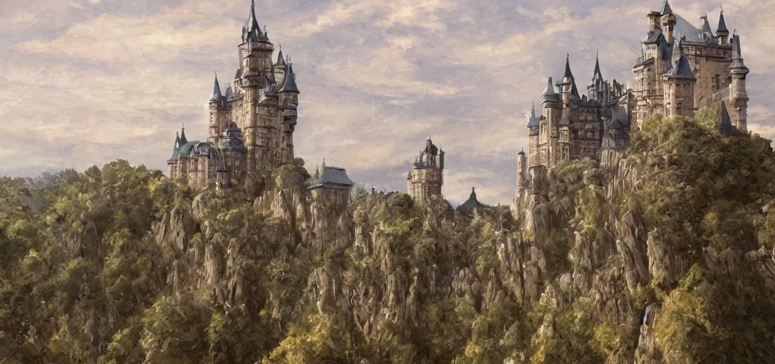 Image similar to A castle with a thousand spires. Morning. 4K. Many intrincate details.