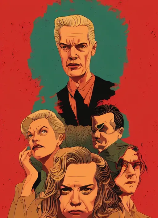 Prompt: twin peaks movie poster art by tomer hanuka