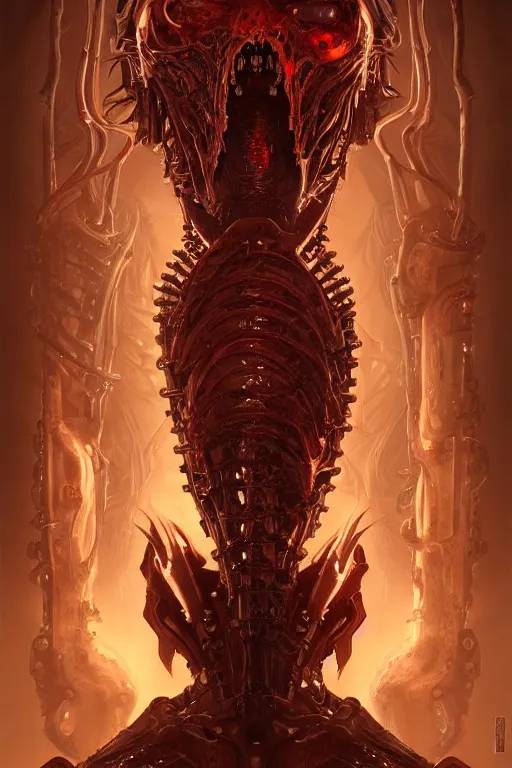 Image similar to beautiful cinematic infernal biomechanical torment poster, hybrid from doom and art direction by darius zawadzki ; by artgerm ; wayne reynolds art station ; cinematic quality character render ; low angle ; ultra high quality model ; production quality cinema model ;