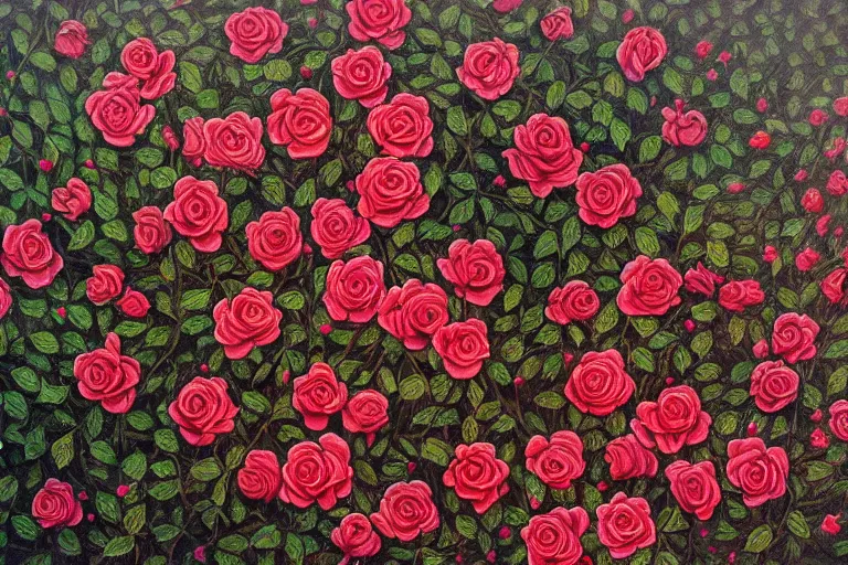 Image similar to where the wild roses grow, intricate highly detailed oil painting