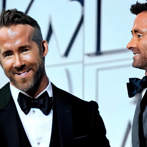 Image similar to Ryan Reynolds making fun of Hugh Jackman