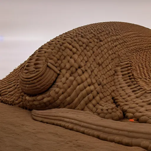 Prompt: photo of high quality concept art of sandworm from dune (((made of candy corn))), Sigma 24mm f/8