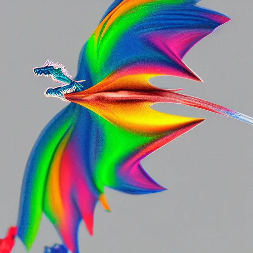 Prompt: a tiny dragon with rainbow colored wings, high resolution film still, 4k, HDR color