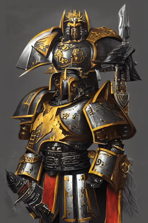 Image similar to armor portrait heros warhammer 4 0 k horus heresy fanart - the primarchs emperor by johannes helgeson animated with vfx concept artist & illustrator global illumination ray tracing hdr fanart arstation zbrush central hardmesh 8 k octane renderer comics stylized