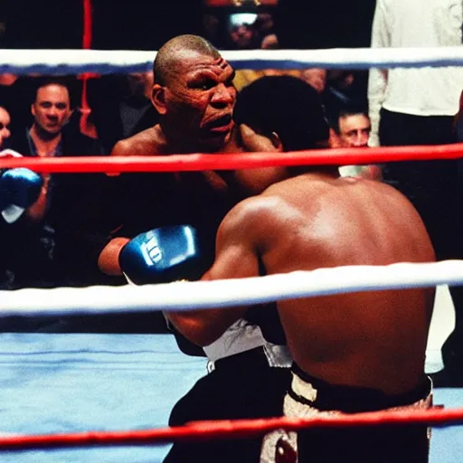 Image similar to “Mike Tyson fighting a bear in a boxing ring, 4k photograph, award winning”