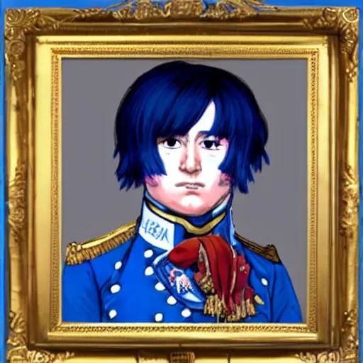 Image similar to Portrait of BeasttrollMC as Napoleon Bonaparte, asian race, blue hair