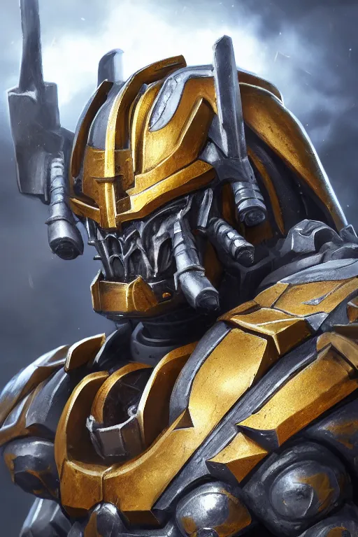 Image similar to armor portrait hero wargreymon 4 0 k horus heresy fanart - the primarchs emperor by johannes helgeson animated with vfx concept artist & illustrator global illumination ray tracing hdr fanart arstation zbrush central hardmesh 8 k octane renderer comics stylized