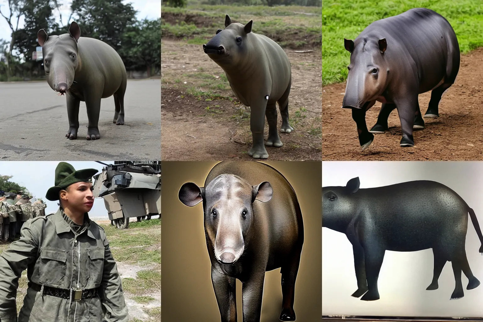 Prompt: tapir wearing military uniform