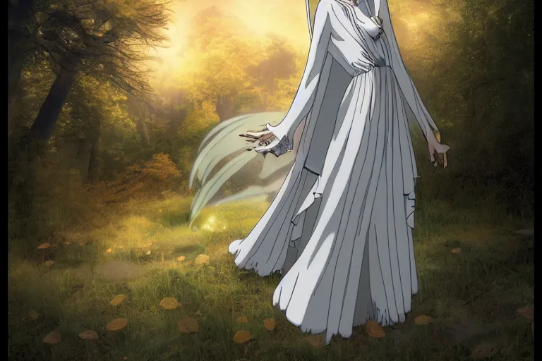 Image similar to tonemapped galadriel by hayao miyazaki, highly detailed,