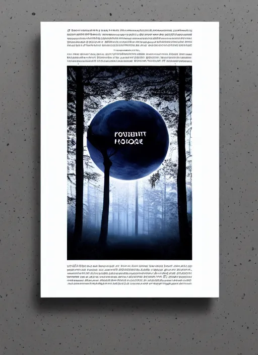 Image similar to 4 k, high details, thriller book cover of a forest with moon, realistic concept, unsplash photography, shutterstock, getty images, highly detailed photography, flickr, white background