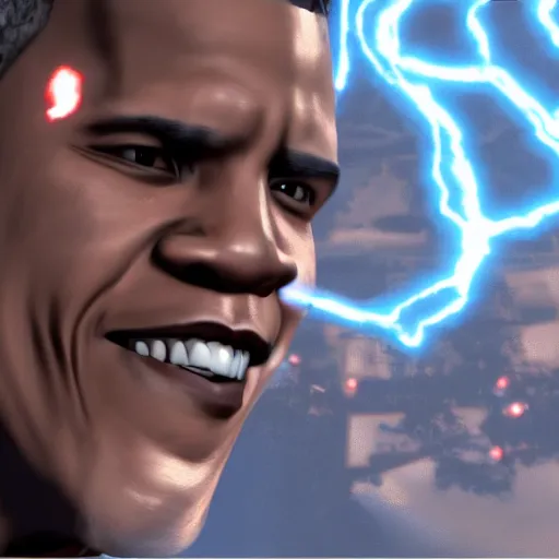 Image similar to screenshot of barack obama in mortal combat x, good graphic, highly detailed, rtx engine, nvidia geforce