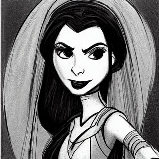 Image similar to milt kahl sketch of victoria justice as princess padme from star wars episode 3