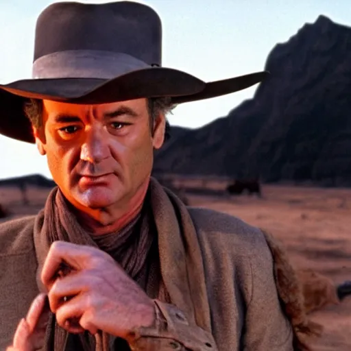 Prompt: bill murray in once upon a time in the west