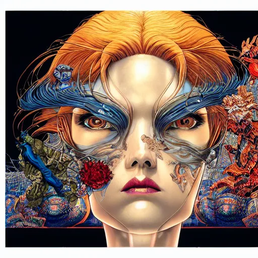 Image similar to portrait of crazy mystique, symmetrical, by yoichi hatakenaka, masamune shirow, josan gonzales and dan mumford, ayami kojima, takato yamamoto, barclay shaw, karol bak, yukito kishiro