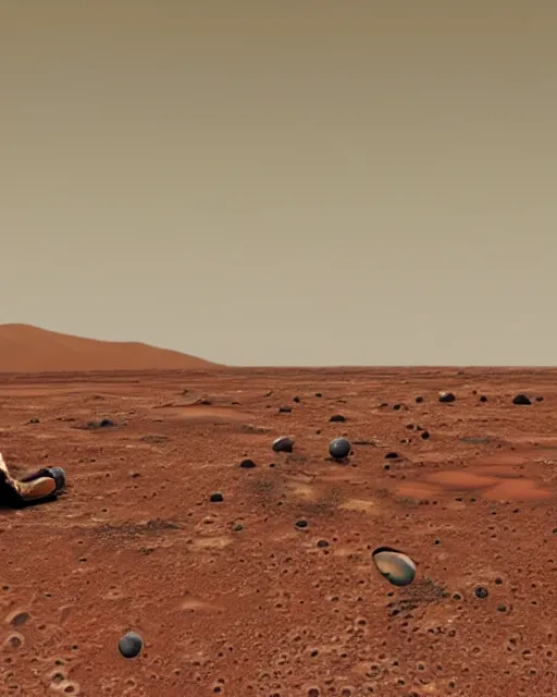 Prompt: a typical human living on mars