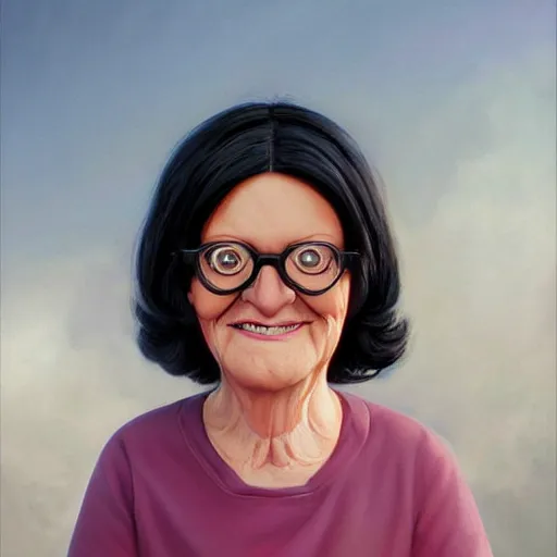 Prompt: beautiful hyperrealistic detailed matte portrait painting of happy linda belcher from bobs burger, by andreas rocha and john howe, and martin johnson