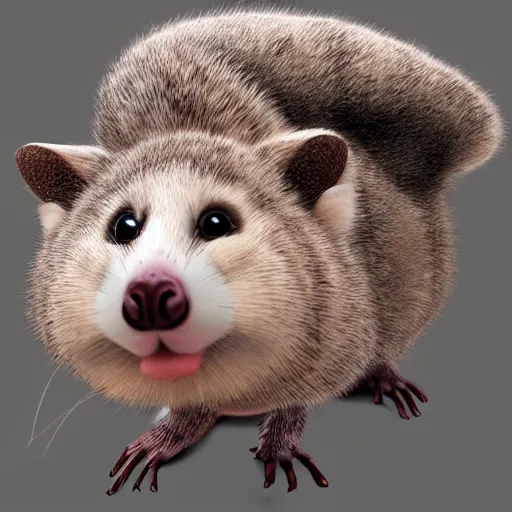 Prompt: stuffed possum, trending on artstation