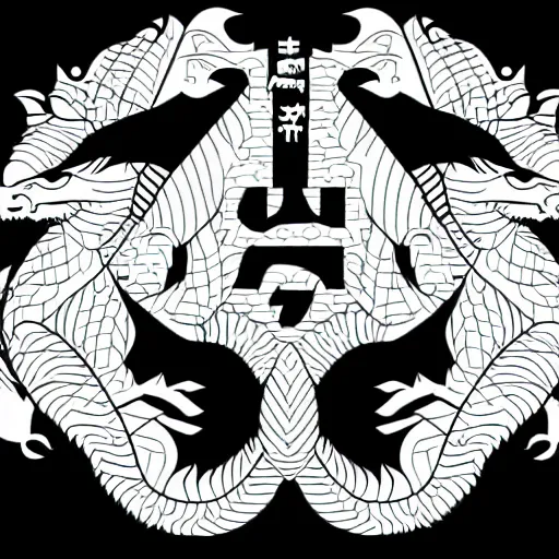 Image similar to vector art of welsh dragon and panda mixed, intercrossed, chimera, adobe illustrator