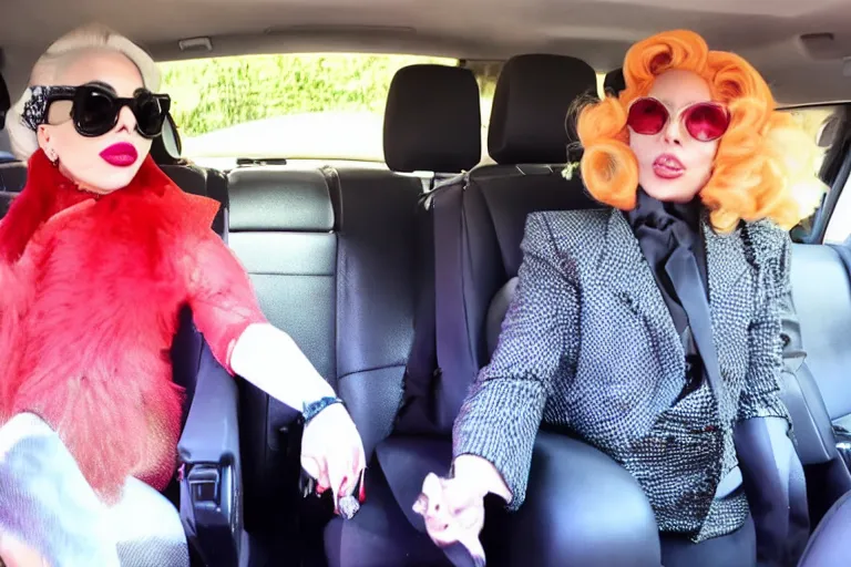 Image similar to lady gaga and judy garland carpool karaoke