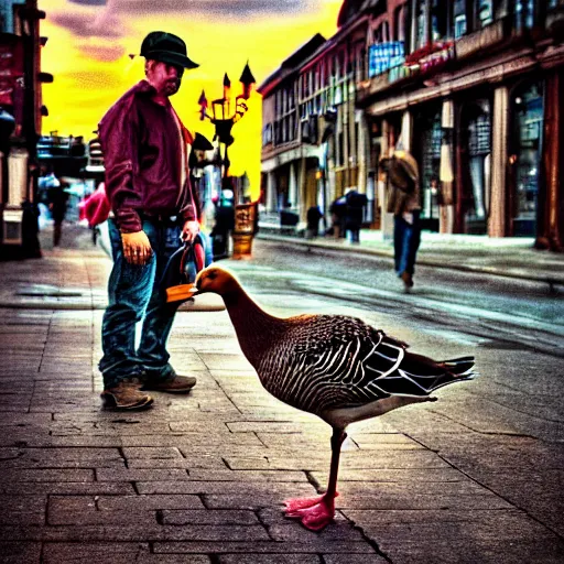 Image similar to trying to catch a man covered in goose fat realistic cinematic hdr 3 5 mm