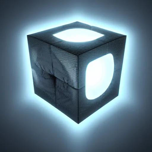 Image similar to product rendering for a mystical ethereal cube, alien, futuristic, scifi, octane render, award winning