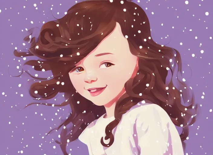 Image similar to little girl with short wavy curly light brown hair happy in the snow. clean cel shaded vector art. shutterstock. behance hd by lois van baarle, artgerm, helen huang, by makoto shinkai and ilya kuvshinov, rossdraws, illustration, art by ilya kuvshinov